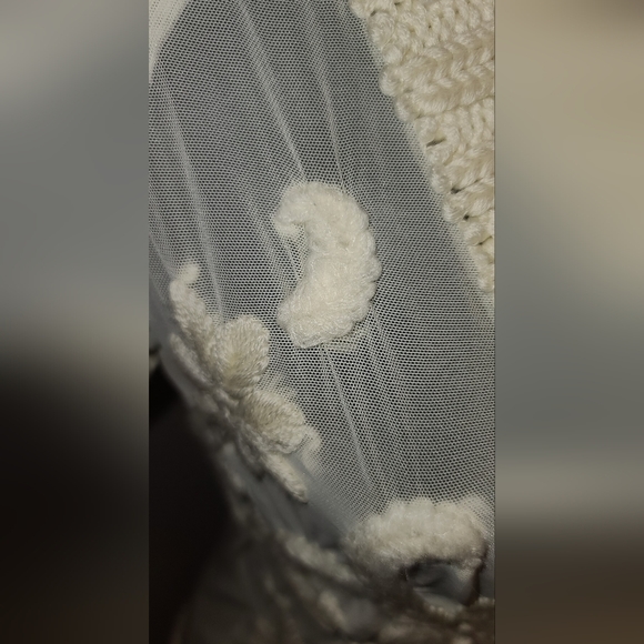 Silvian heach Sheer mesh floral knit embroidery wrap top L - Picture 7 of 14